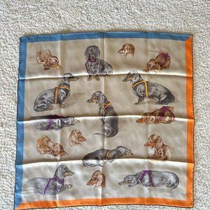 100% AUTH NWT Hermes Les Bassets 100% Silk Carre Scarf Orange 70cm RARE